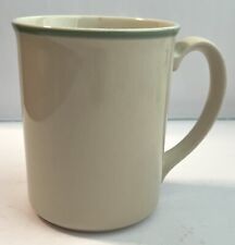 VTG Corning Collectible Mugs Set Of 8 Off White With Green / Teal Band USA picture