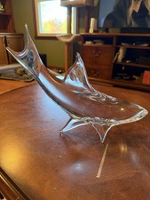 Heavy Clear Glass Fish Shark Figurine Sculpture Decor Collectible (small chip) picture
