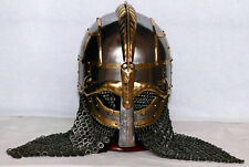 Medieval Viking Helmet Steel Vendel Helmet With Chainmail Hand Forged SCA/ Larp picture