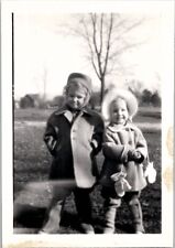 Peoria Illinois Adorable Children Wearing Winter Snow Coats 1940s Vintage Photo picture