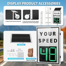 Solar Powered Radar Feedback Sign 35.4x23.6in Red Green LED Display with Remote picture