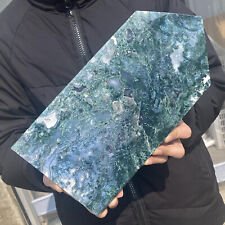 7.6LB  Natural Geode Aquatic Plant Water Grass Moss Agate Obelisk Crystal Reiki picture