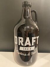 Draft Shack Oysters & Brew Company 64oz Beer Jug Amber Empty Glass Bottle 11”H picture