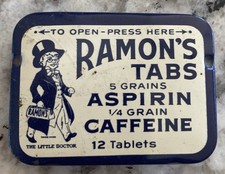Vintage Ramon’s Aspirin Tin-Rarely Offered w/Tablets & paperwork, Collector Item picture