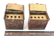 VINTAGE WWI WWII NAVAL TORPEDO STATION FUSE DETONATOR COPPER BOXES PAIR RARE picture