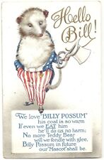 We Love Billy Possum Dressed as Uncle Sam US Flag Poem Postcard ~ William Taft picture