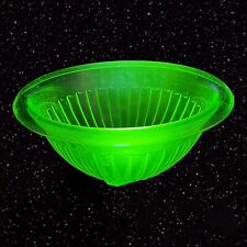 Vintage Uranium Mixing Bowl Large Art Glass UV Glows 10”W 5”T picture