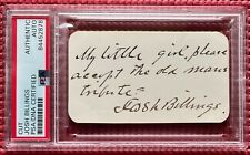 PSA slabbed signed JOSH BILLINGS (1818-1885) Vintage 1870's signature card auto picture