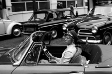 British woman driving a convertible car London 1960s Historic 1960s Old Photo picture