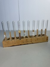 Vintage EH Sargent & Co Wooden Test Tube Laboratory Rack Drying Stand w/ Tubes picture