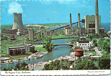 Michigan City IN Cooling Tower Grain Elevator RR Depot Harbor Water Tower Lake picture