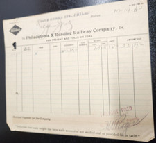 Philadelphia & Reading Railway Company Freight Bill - October 1912 - Coal picture