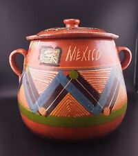 Vintage Mexican Clay Bean Pot with Lid picture
