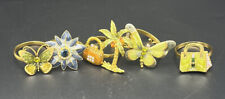 Crystal Enamel Goldtone Napkin Rings Butterfly Purses Palm Tree Flower 7 Total picture