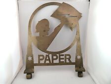 Vintage Newspaper Holder Paper Boy Cutout Metal Stand picture