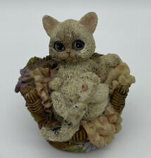 Cat in basket wicker chair small resin figurine picture