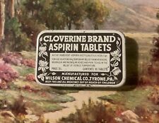 Rare 1940s Vintage Cloverine Aspirin Tin, Tyrone, PA picture