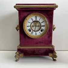 Antique Late 1800s Ansonia Florentine No. 3 Red Velvet Dragons Mantel Clock picture