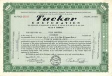 Tucker Corporation - 1948 dated Automotive Green Stock Certificate - Only 50 Tuc picture