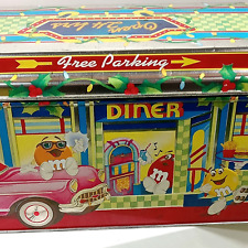 M&M's Peanut Candy Diner #4 Christmas Village Canister 1996 Tin 8.5