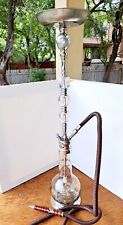Vtg Arabic Handcrafted Crystal Glass Stainless Steel Hookah 