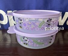 Tupperware Disney Minnie Floral Print Big Wonders Bowl 3 cup Set of 2 Lavender picture