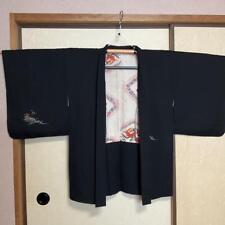 Haori Black Kimono Japan  Vintage  Picture  Wave Pattern picture