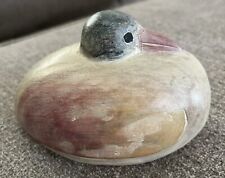 Vintage Solid Wood Carved Painted Rustic Decor Mallard Resting Duck picture