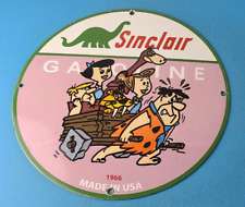 Vintage Sinclair Gas Porcelain Sign - Flintstones Gasoline Service Pump Sign picture
