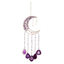 Agate Gemstone Dream Catcher, Purple Crystal  Moon Tree Handmade Dreamcatcher picture