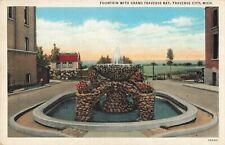 Traverse City MI Michigan, Fountain Grand Traverse Bay, Vintage Postcard picture
