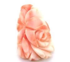 .Vintage Coral Naturalistic Rose Carving Soft Pinks & Peach Hues 5.4g picture