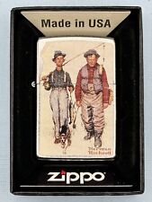 Norman Rockwell 48987 Two Old Men & Dog Fishing Chrome Zippo Lighter NEW picture
