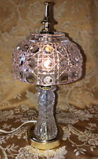 Vintage Cut Crystal & Brass Boudoir Lamp 13” picture
