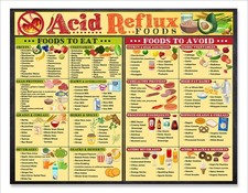 Acid Reflux Foods Chart Magnet 8.5x11 Diet Guide GERD Low Acid Heartburn Relief picture