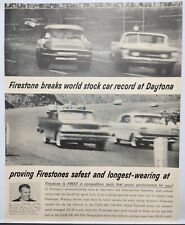 1959 Daytona 500 Firestone Tires Lee Petty Vintage Print Ad Man Cave Art Deco picture