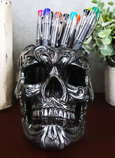 Ebros Gift Tribal Tattoo Floral Skull Pen Holder Figurine 5.75