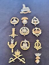 12 Vintage WW2 English Military Regimental Cap And Collar Badges. picture