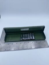 Vintage SK Tools 1/4” SAE 6pt Deep Socket Set Green Metal Box Partial USA picture