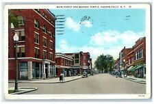 1937 Main Street And Masonic Temple Buildings Hudson Falls New York NY Postcard picture