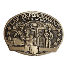 Law Enforcement Solid Brass Belt Buckle First Edition Vintage Engravable picture