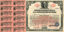 $50 1918 3rd Liberty Bond - Many Coupons Remain - U. S. Treasury Bonds, etc. picture