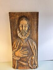 Hand Carved Wood Wall Hanging Middle Ages Spanish Warrior El Greco? Vintage Art picture