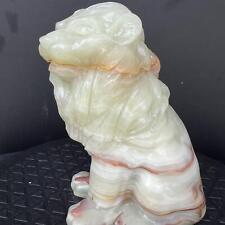 Natural Afghan Jade Agate Carved Polished Sitting Lion Simba Mineral Reiki 1664G picture