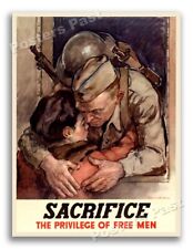 1944 “Sacrifice - The Privilege of Free Men” Vintage Style WW2 Poster - 18x24 picture