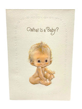 Vintage HALLMARK Greeting Card "What is a Baby" Gender Neutral Embossed picture
