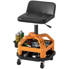 Yellow HOMCOM Rolling Mechanic Stool, 300 LBS Capacity Garage Stool picture