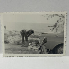 Vintage Photo 1973 Woman Bikini Cleaning Car picture