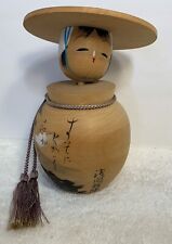 Nice Large Signed Vintage Japanese Kokeshi Doll 5-1/2 inches tall  Floral コケシ  picture
