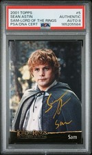 2001 Topps Lord of the Rings #5 Sam Sean Astin Signed PSA/DNA Auto 8 picture
